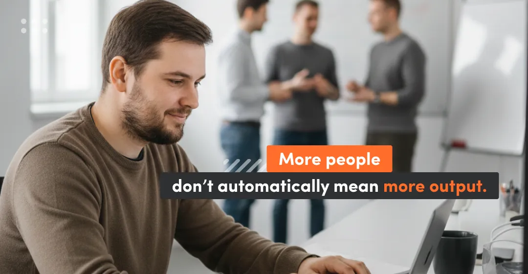 Infographic showing four reasons why engineering teams slow down: Coordination Overhead, Onboarding Cost, Hidden Dependencies, and Unclear Ownership.