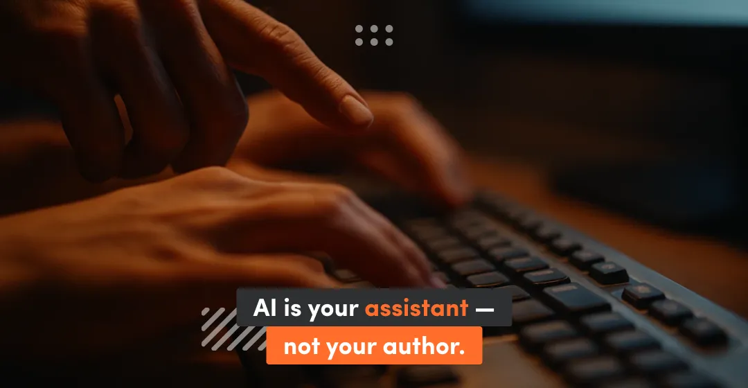People typing at the computer with inscription AI is your assistant