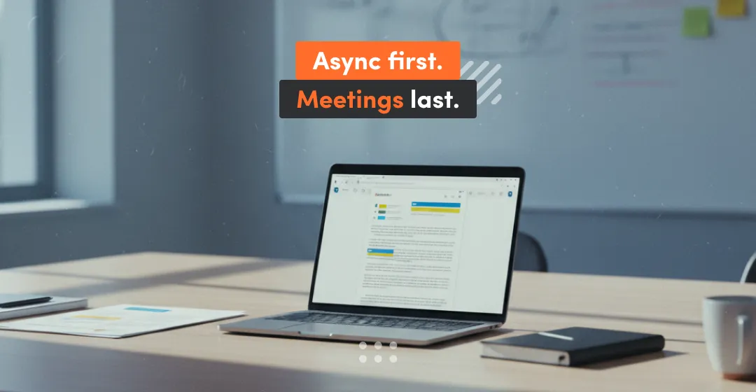 Laptop at the desktop with inscription about async