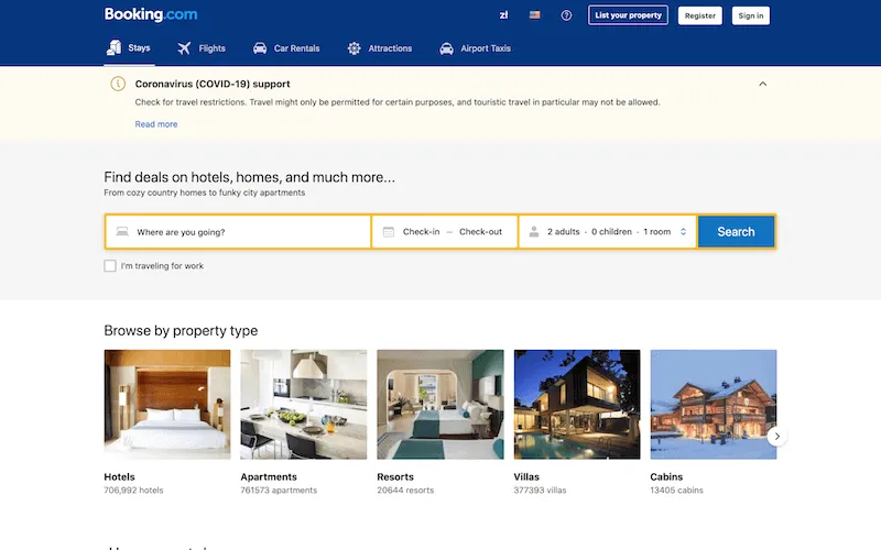 Agency business - the application works as an intermediary between travelers and property owner