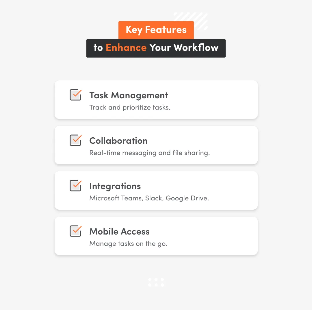 Key features of project management apps for small teams are task management, collaboration, integrations and mobile access