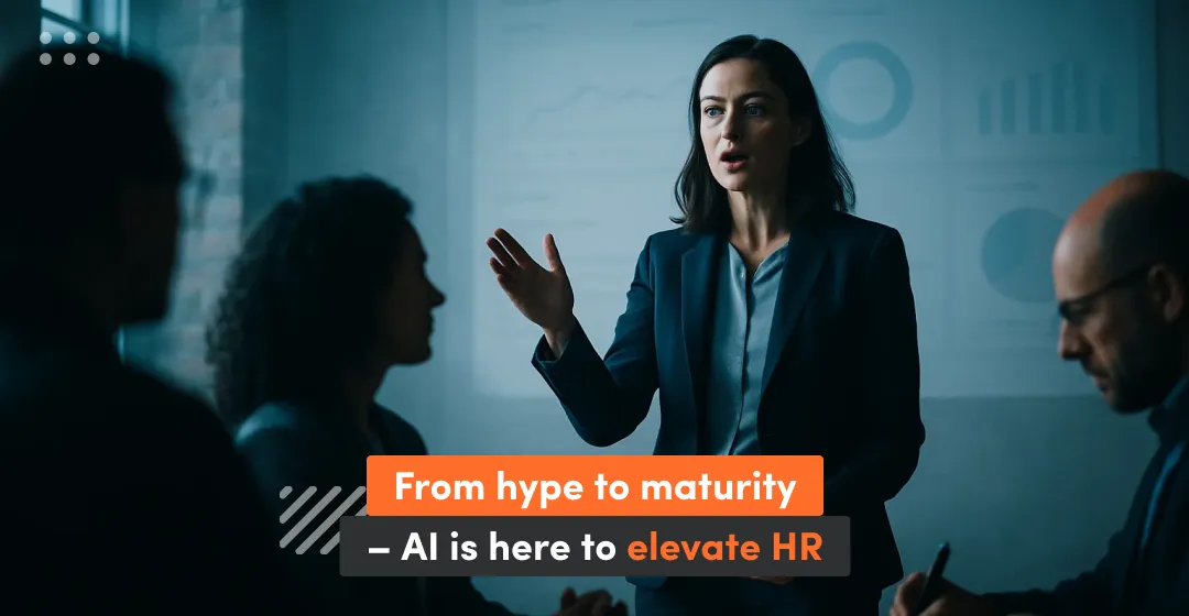 Woman speeking in front of the people about maturity to elevate HR