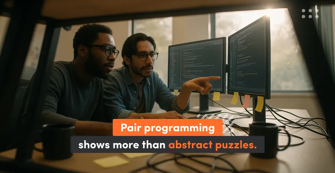 Two mans with disscussion about programming