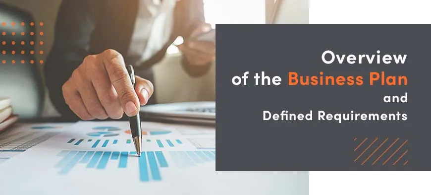 Business plan and defined requirements and reporting capabilities