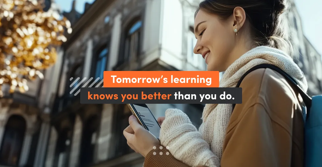 Woman with inscription about tomorrow's learning