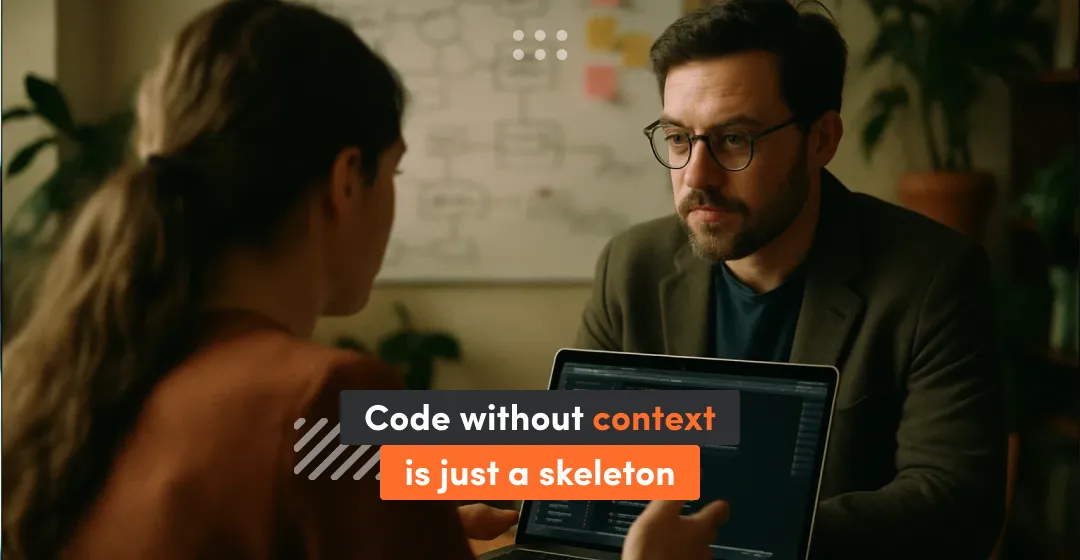 Two people with inscription code without context is just a skeleton