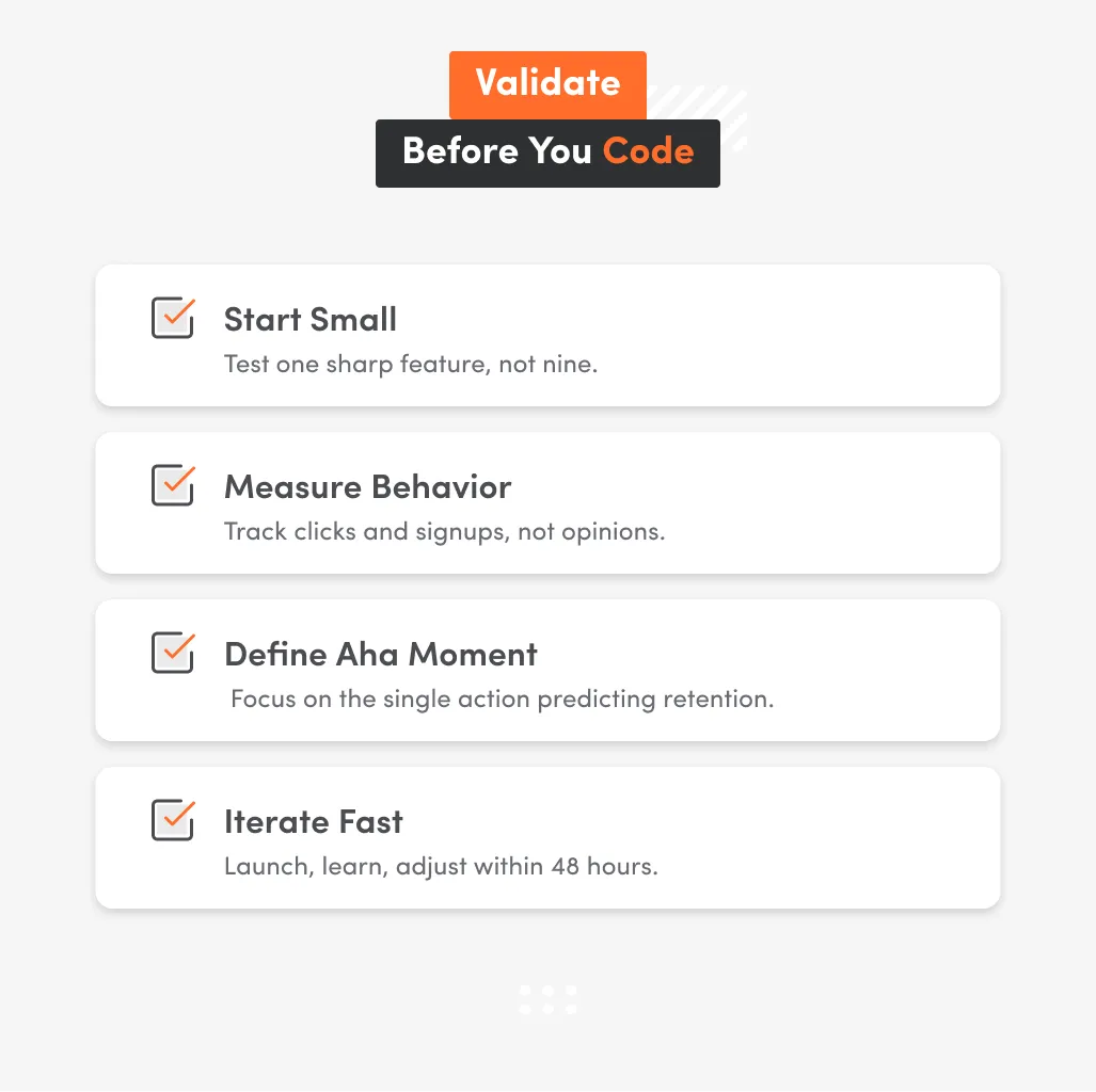 White inphographic with tips how to validate before coding