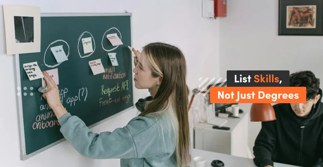 The image shows one person which creating list skills